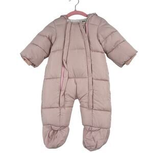 Mother's BabyBear Snowsuit Bunting 6-9 Months Pink Faux Fur Double Zip Hooded